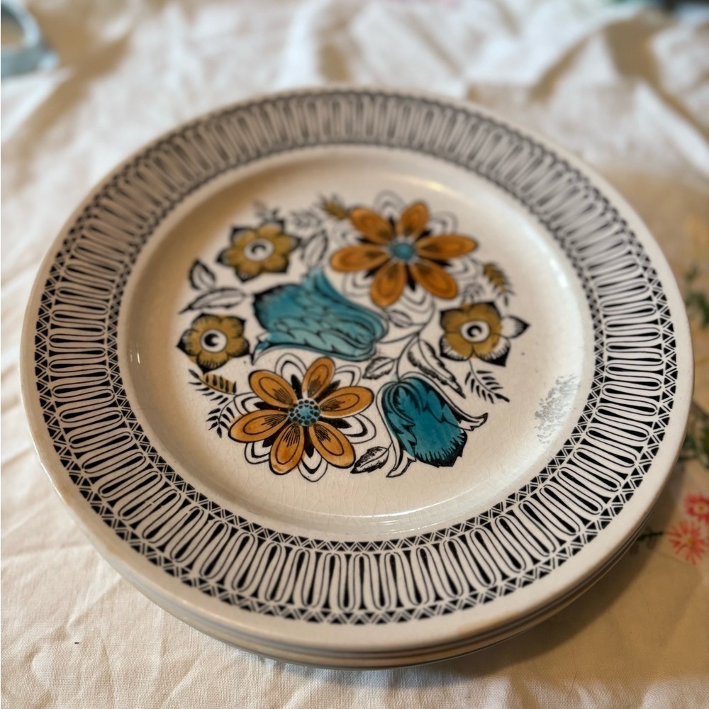 Vintage Floral Patterned Dinner Plates set of 6